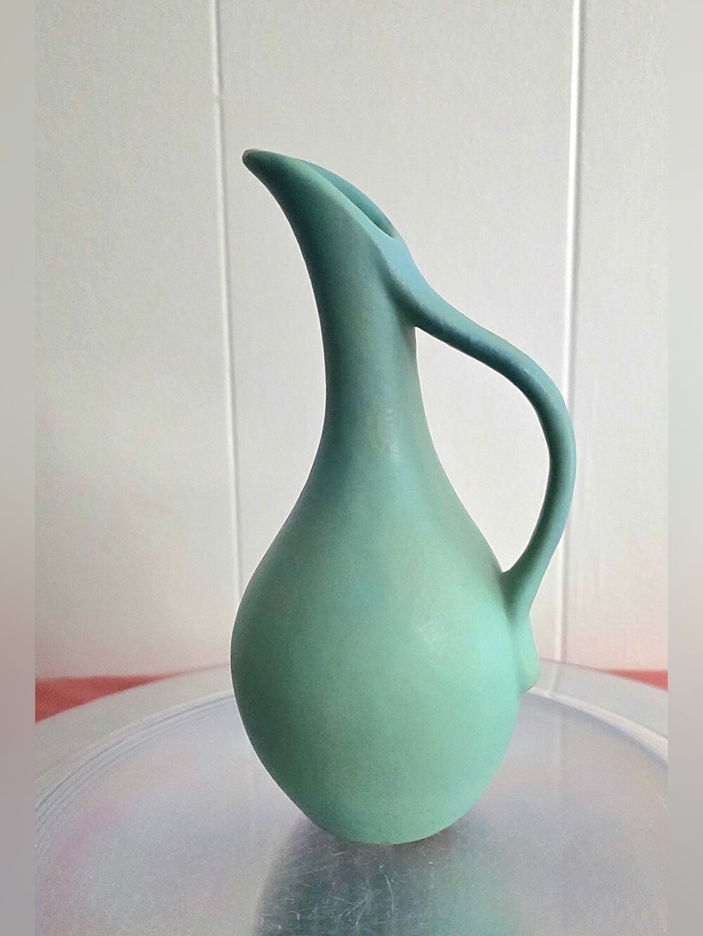 Vintage Van Briggle Pottery Turquoise Ming Matte Rebecca Pitcher Signed 1970s